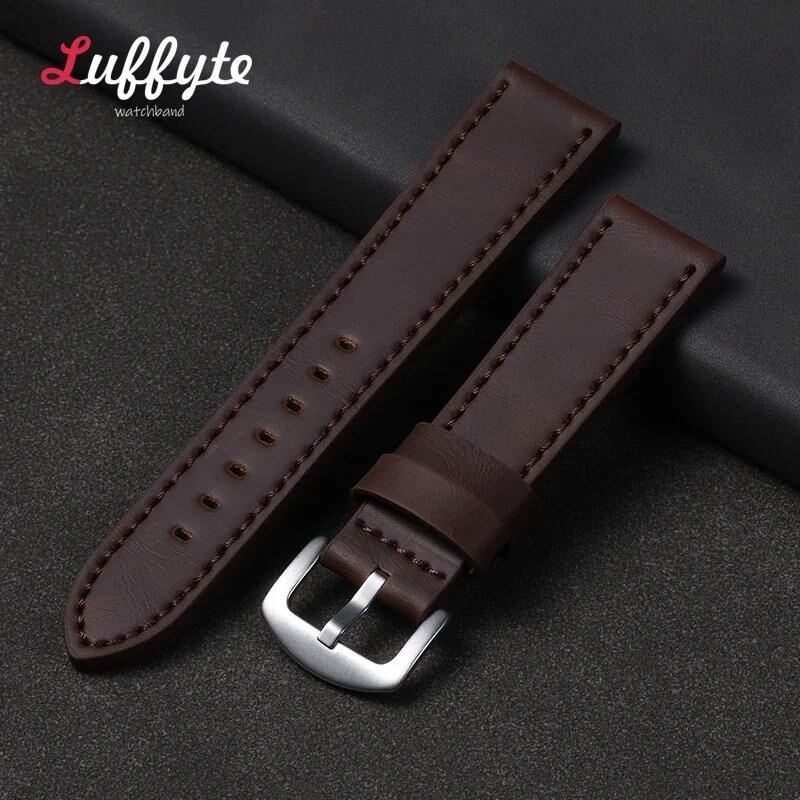 Vintage Leather Watch Strap, Universal Bracelet, 18mm, 20mm, 22mm, 24mm, Black, Brown, Gray, for Business, Belt, Accessory, Band Color: mm, Parallel Import