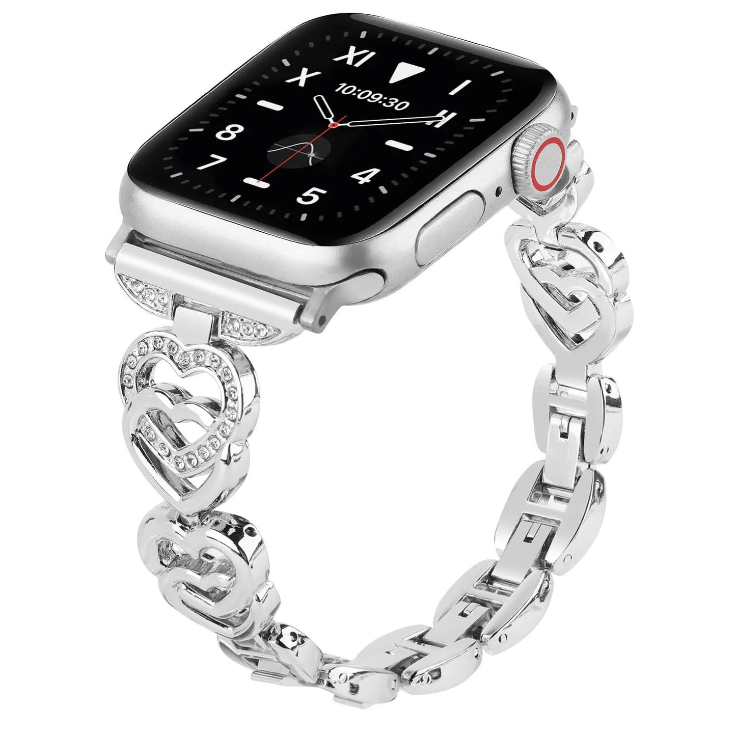 Diamond Heart Strap for Apple Watch, Metal Bracelet, 40mm, 44mm, 38mm, 45mm, 41mm, 49mm, 42mm, Compatible with iWatch Series SE, 7, 6, 3, 5, Ultra, 2, 8, and 9, Band Color: mm, Parallel Import