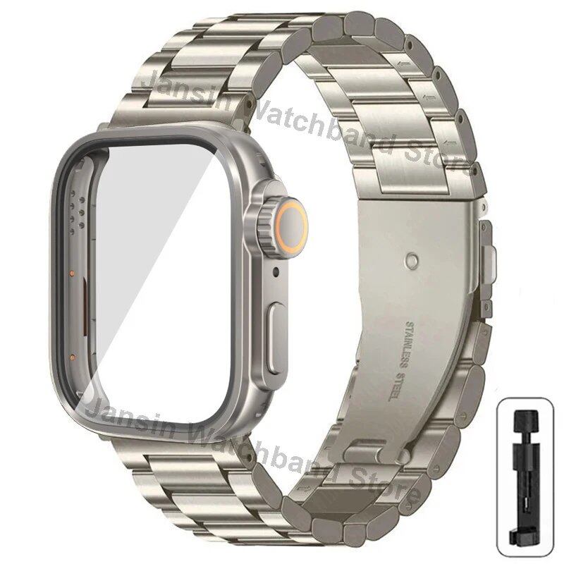 Huawei Watch Fit 4 Pro / Fit 3 / Fit 4 Pro Ultra Rugged Case + Stainless Steel Band Metal Wristband Accessory Band Color: Parallel Import