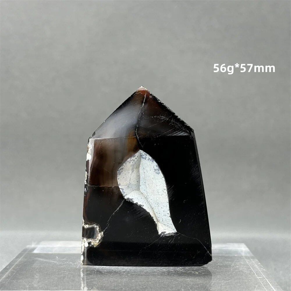 Natural Black Agate Gid Obelisk Wand for Healing, Aura, Meditation, Spiritual Energy, Feng Shui, Altar, Home Decor, Ornaments, Color: Parallel Import