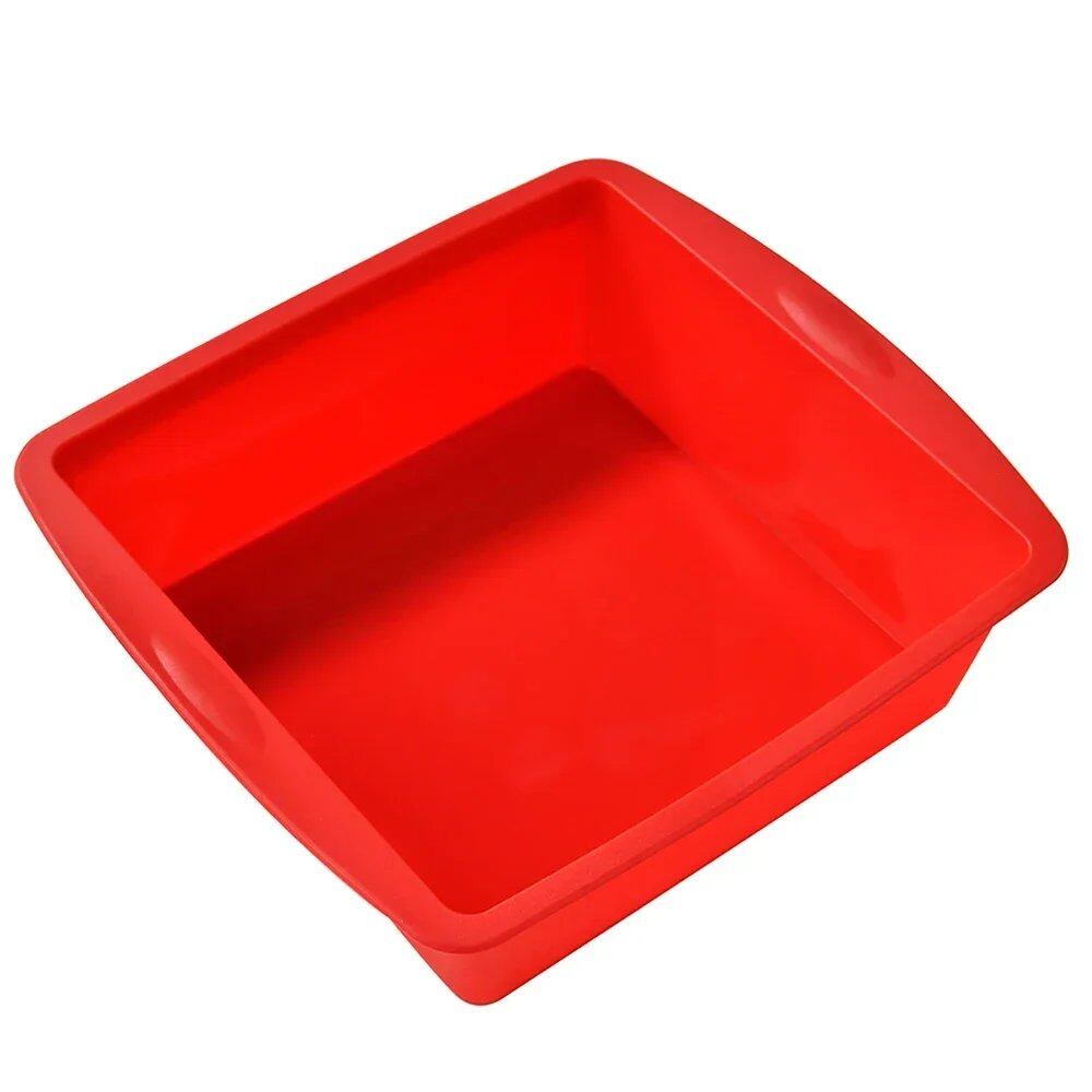 Silicone Square Cake Plate for 1/4 Cake, Non-Slip Handle, Heat-Resistant, Oven and Air Fryer Safe, Ideal for Brownie and Cake Baking (Imported)