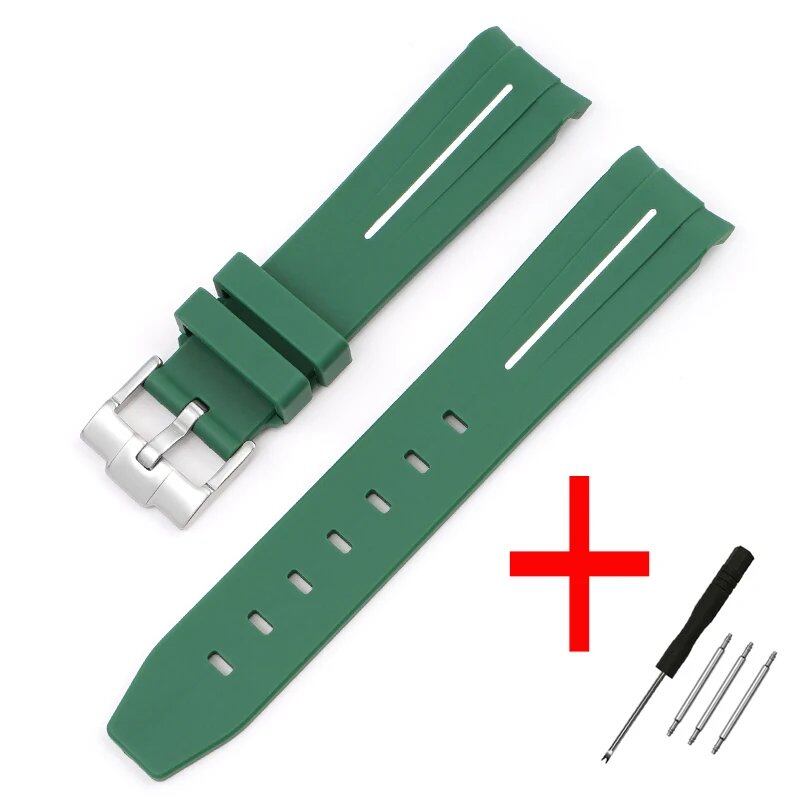 New 20mm Bent End Rubber Watch Strap for Omega Moonwatch, Joint Constellation, Men's Waterproof Sports Watch Band, Band Color: 20mm; Band Width: 20mm, Parallel Import