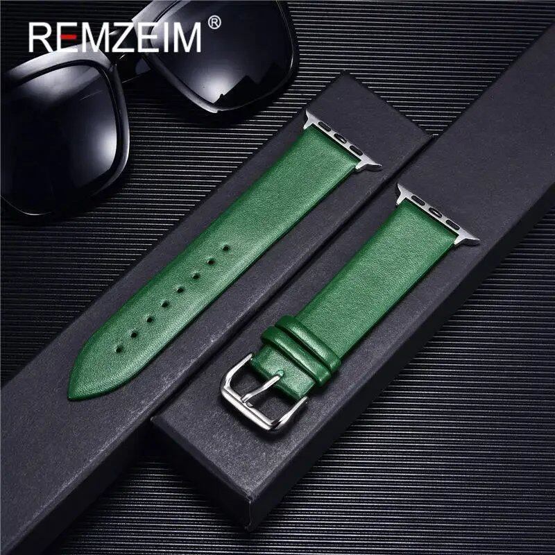 Genuine Leather Watch Strap for Apple Watch 8, 7, 6, SE, 5, 4, 3, 2, 38mm, 40mm, 41mm, 45mm, 44mm, 42mm, Blue, Band Color: mm, Parallel Import