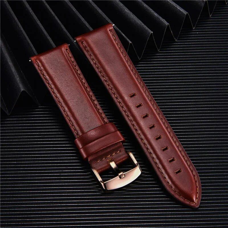 Quick Release Leather Watch Band, 18mm, 20mm, 22mm, Business Watch Strap, Black, Brown, Soft Bracelet, Watch Accessories, Band Color: mm, Parallel Import