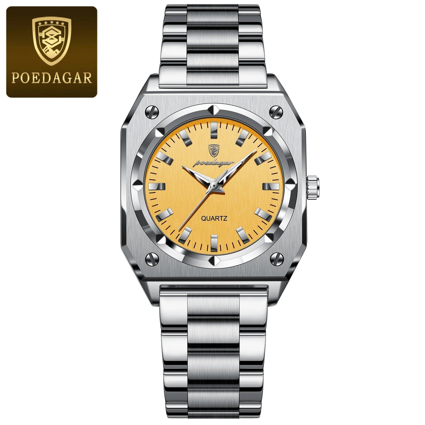 POEDAGAR Luxury Elegant Square Women's Watch, Waterproof, Luminous, Stainless Steel Quartz Movement, Gift Box Included, Color: 788, Parallel Import