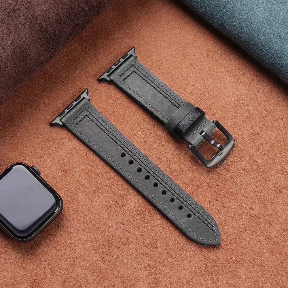 Apple Watch Leather Strap, Band, 46mm, 44mm, 45mm, 49mm, 41mm, 42mm, Accessories, Compatible with iWatch Series 5, 6, SE, 7, 8, Ultra, 9, 10, Band Color: mm, Parallel Import