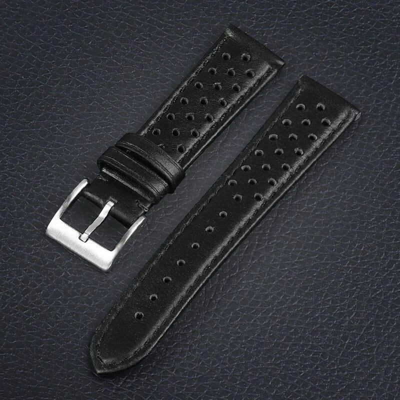 Genuine Leather Breathable Watch Band, 18mm, 20mm, 22mm, Compatible with Tag Heuer and Seiko, Universal Accessory, Band Color: mm, Parallel Import