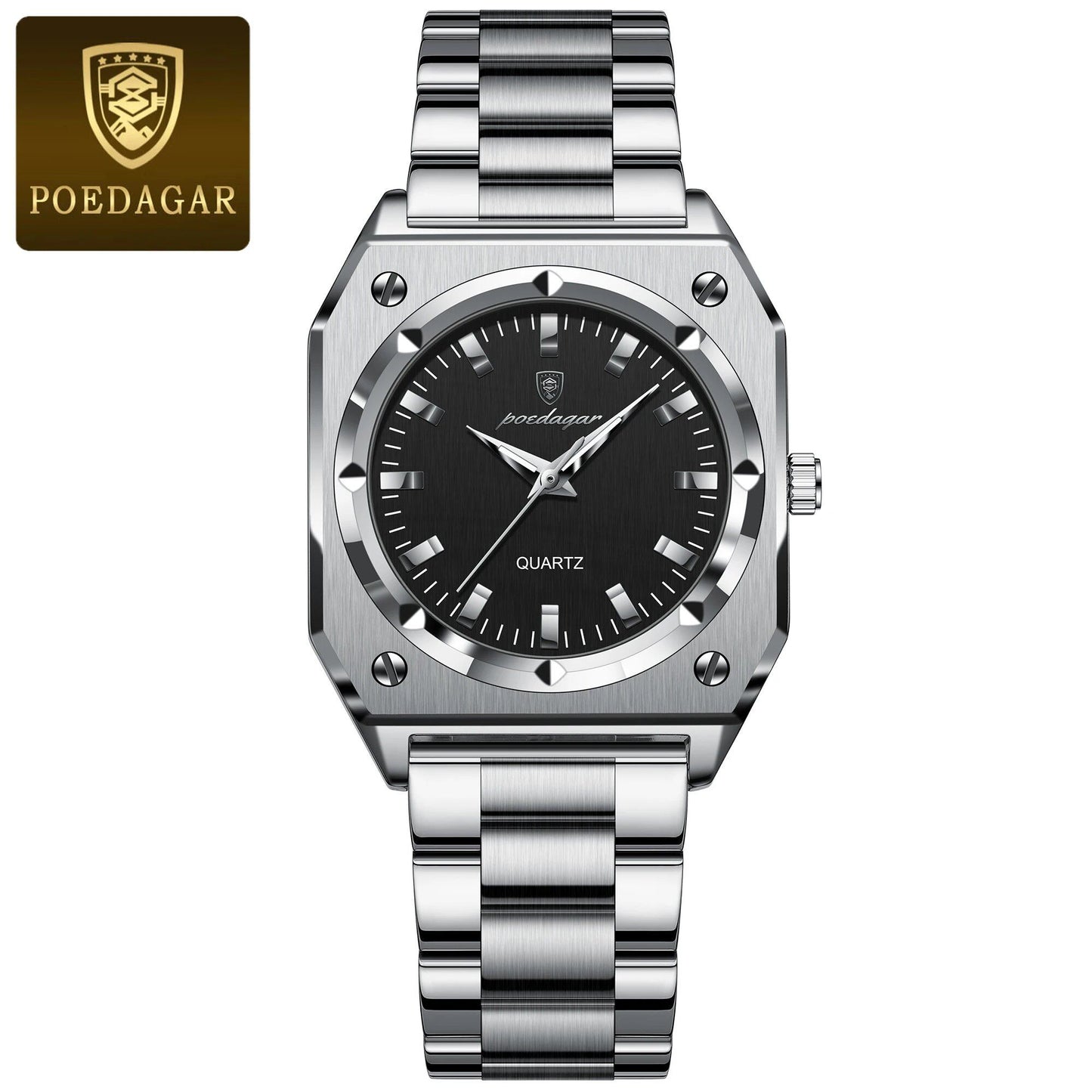 POEDAGAR Luxury Elegant Square Women's Watch, Waterproof, Luminous, Stainless Steel Quartz Movement, Gift Box Included, Color: 788, Parallel Import