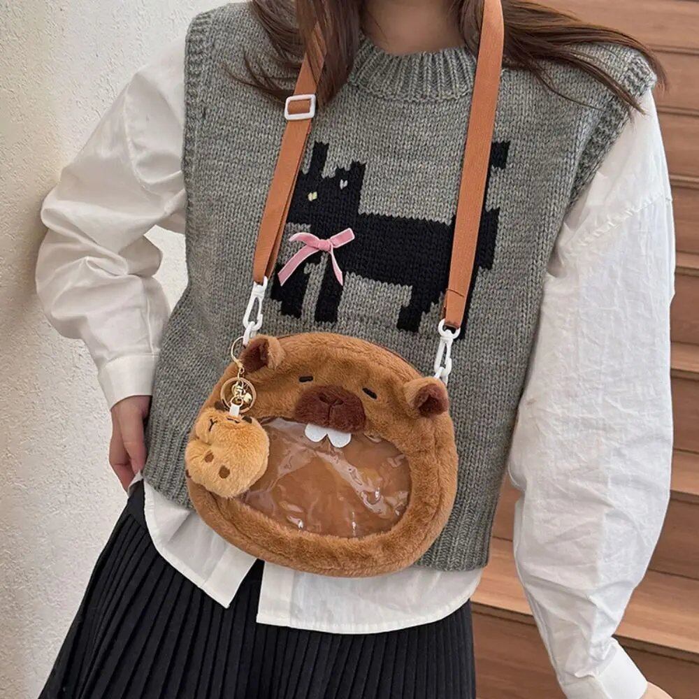 大容量カピバラぬいぐるみショルダーバッグ かわいいカピバラハンドバッグ ユニセックスカピバラバッグ 並行輸入品