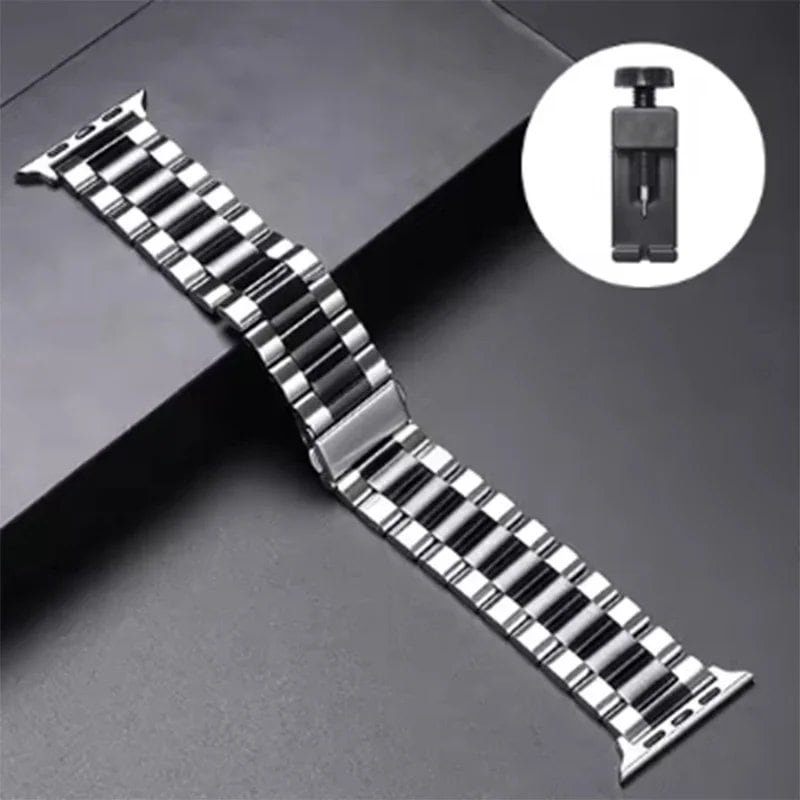 Stainless steel metal band bracelet for Apple Watch Ultra 2/Series 10, 9, 8, 7, 6, 5, and 4 (38/40/41/42/44/45/46/49mm) Band Color: mm Parallel Import