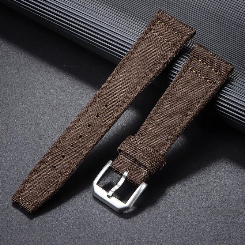 20mm, 21mm, 22mm Nylon Canvas Watch Strap, Compatible with IWC Pilot Straps, Waterproof, Men's Sport Green Replacement Watch Band, Band Color: mm, Parallel Import