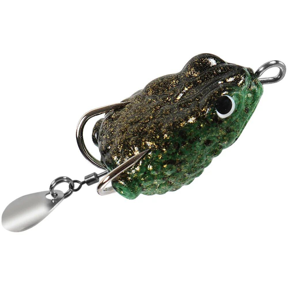 Pack of 5 Mini Frog Soft Baits, 25mm, 3g, Double Hide Hooks, Fishing Lures, Bionic Sequin Frog Baits, Artificial, Realistic Thunder Frog Lures, Size: Parallel Import