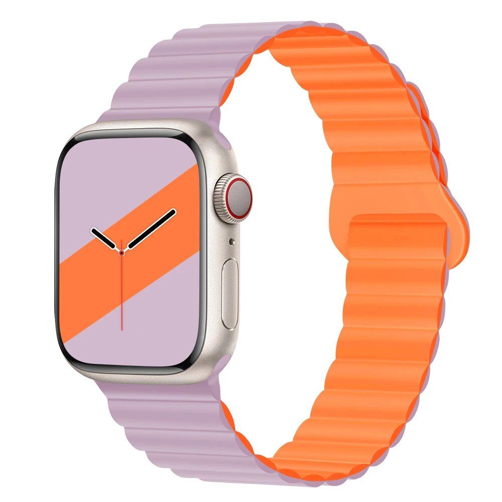 Silicone Loop Magnetic Strap for Apple Watch - Compatible with iWatch Series 8/SE/6/7/Ultra 2/9/10 (44mm/40mm/45mm/49mm/41mm/42mm/46mm) - Band Color: mm; Ships from: Parallel Import