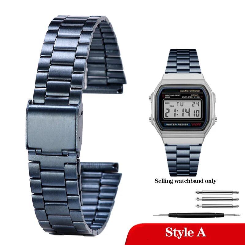 Casio 18mm Slim Steel Watch Band for A158, A159, A168, A158W, AQ-230, LA-680, B650, and AEQ-110. Metal Bracelet Strap. Band Color: 18mm; Band Width: Parallel Import.