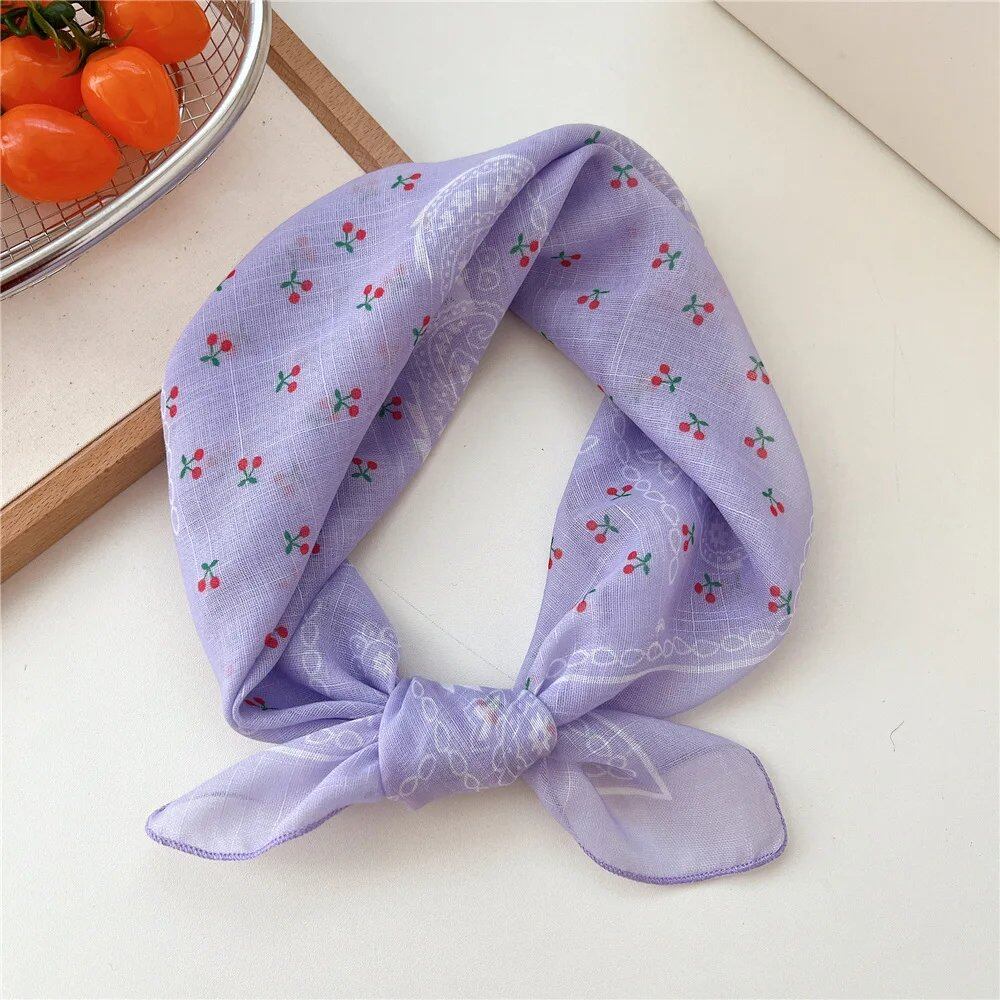 Women's Fashion Bandana Cotton Headscarf Small Hijab Floral Print Handkerchief Hair Scarf Headband Neck Scarf Size: One Size Fits Most; Parallel Import
