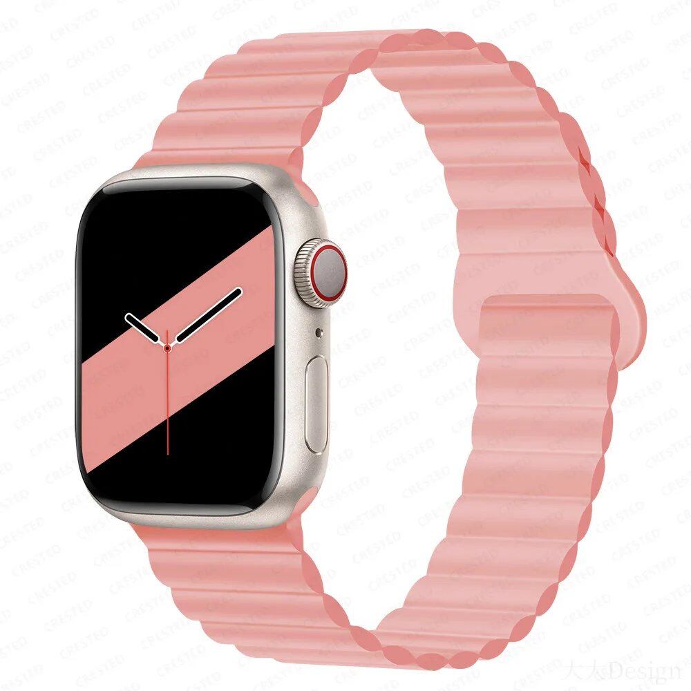Silicone Loop Magnetic Strap for Apple Watch - Compatible with iWatch Series 8/SE/6/7/Ultra 2/9/10 (44mm/40mm/45mm/49mm/41mm/42mm/46mm) - Band Color: mm; Ships from: Parallel Import