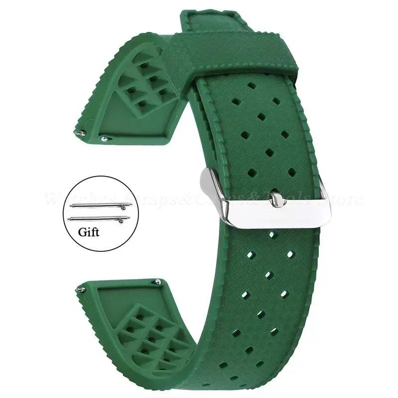 Premium-grade Tropic Silicone Watch Strap, 20mm, 22mm, Seiko, Oris, Omega, Quick Release, Diving, Waterproof, Rubber Bracelet, Band Color: mm, Parallel Import