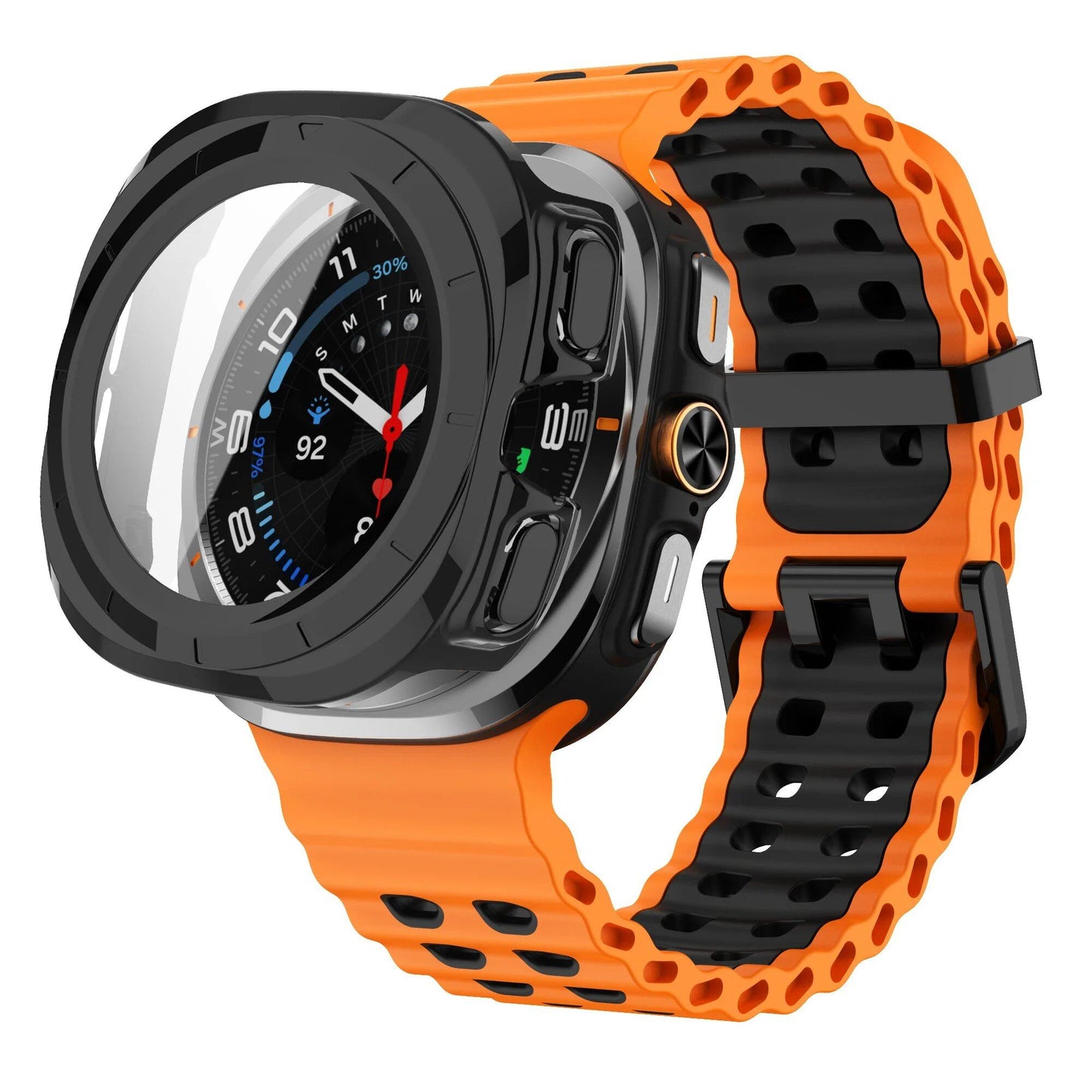 Samsung Galaxy Watch Ultra 47mm Sport Silicone Band, Marine Band + Case, Watch Band Accessory, Color: Compatible with Ultra 47mm Dial Diameter, Parallel Import
