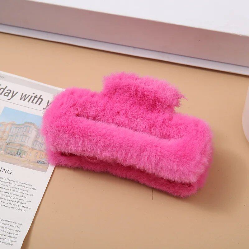 10.5cm Plush Square Hair Claw Clip, Korean Style Simple Multi-Grab Clip, Stylish Shark Clip, Hair Accessory for Women, Parallel Import