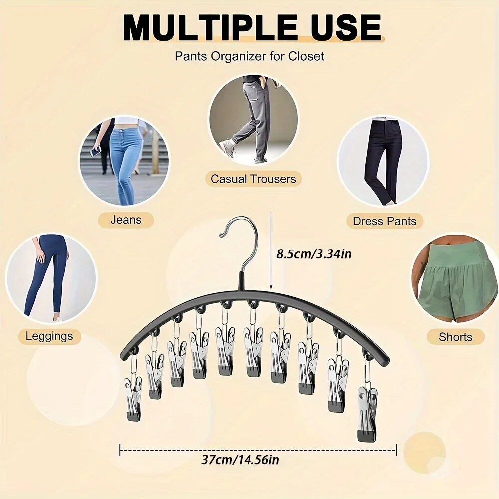 Leggings/Pants Storage Hanger with 10 Clips for 1/2/3 Pairs of Pants, Space-Saving Closet Organizer, Size: Parallel Import