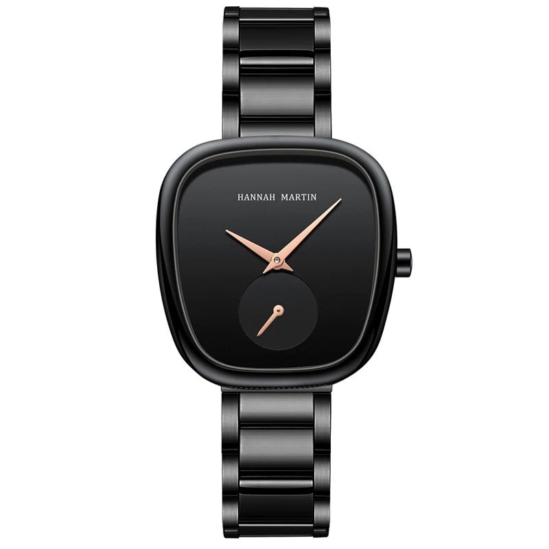 2023 New Women's Quartz Watch, 34mm, Wine Red, Rose Gold, Black, Stopwatch, Stylish Minimalist Oval Watch, Color: 1251G - Parallel Import