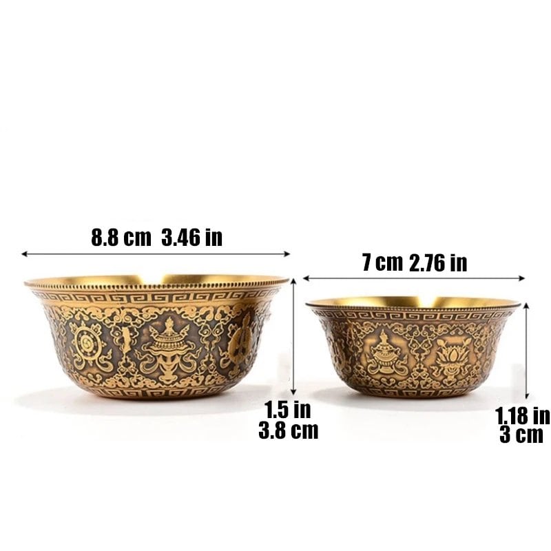 ミニ ゴールド ブラス 仏教ボウル チベット風 縁起物 25ml 彫刻 聖水カップ 瞑想ボウル ホームギフト デコレーション サイズ:cm;カラー:アーミーグリーン 並行輸入品