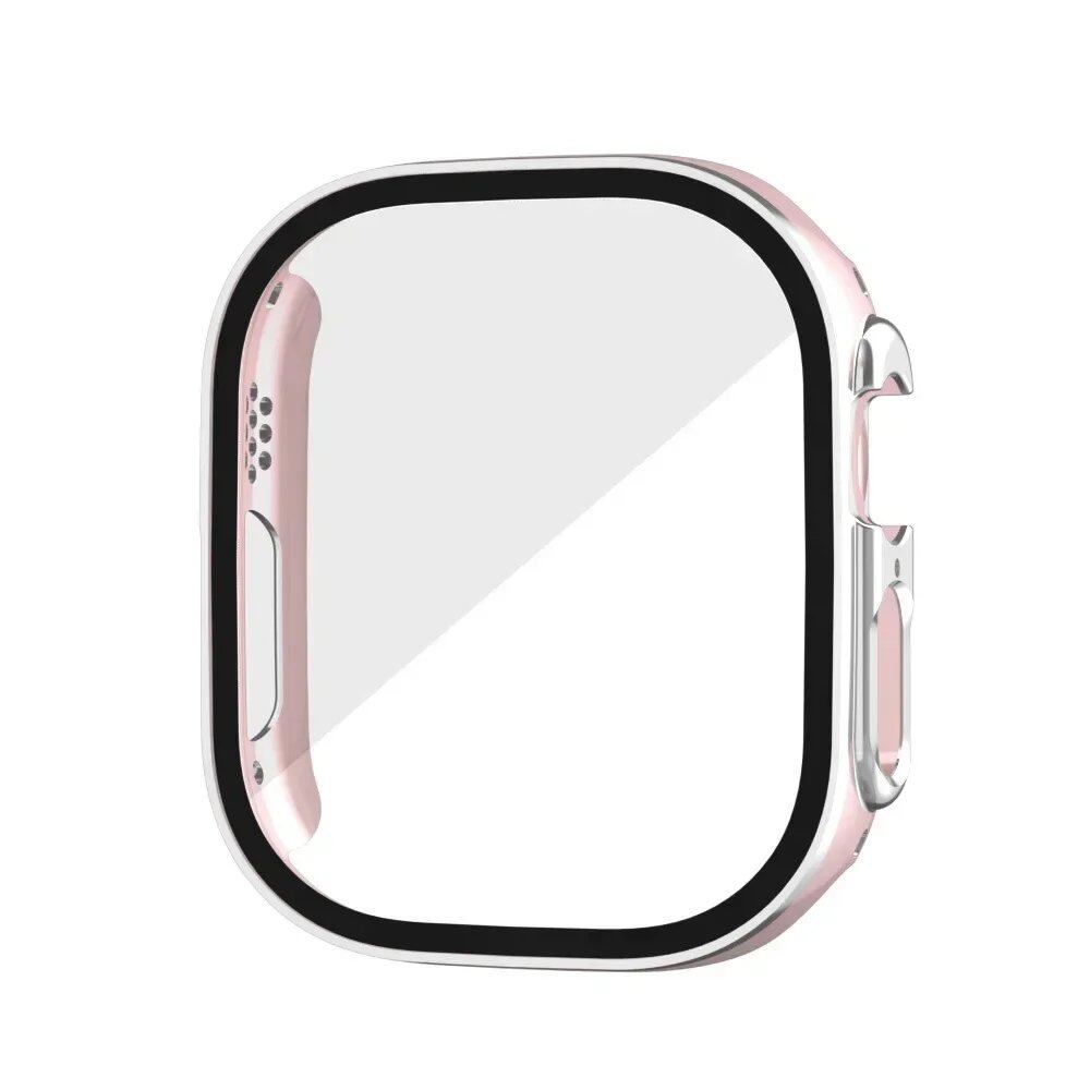 Tempered Glass Case for Apple Watch Ultra 2 (49mm), Screen Protector Frame Cover, Compatible with iWatch Ultra 49mm, Tempered Glass Protection, 49mm Accessories, Color: Black; Shipped from: Parallel Import