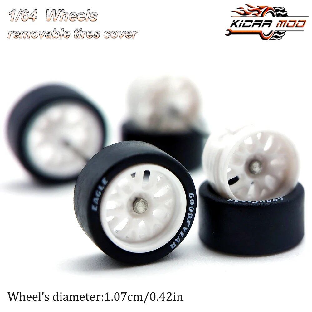 1/64 Scale Diecast Model Car BBS LM-R Re-Fighting Parts Wheel Set with Rubber Tires (D:11mm) - Compatible with Hot Wheels, Matchbox, and Tomica - Parallel Import