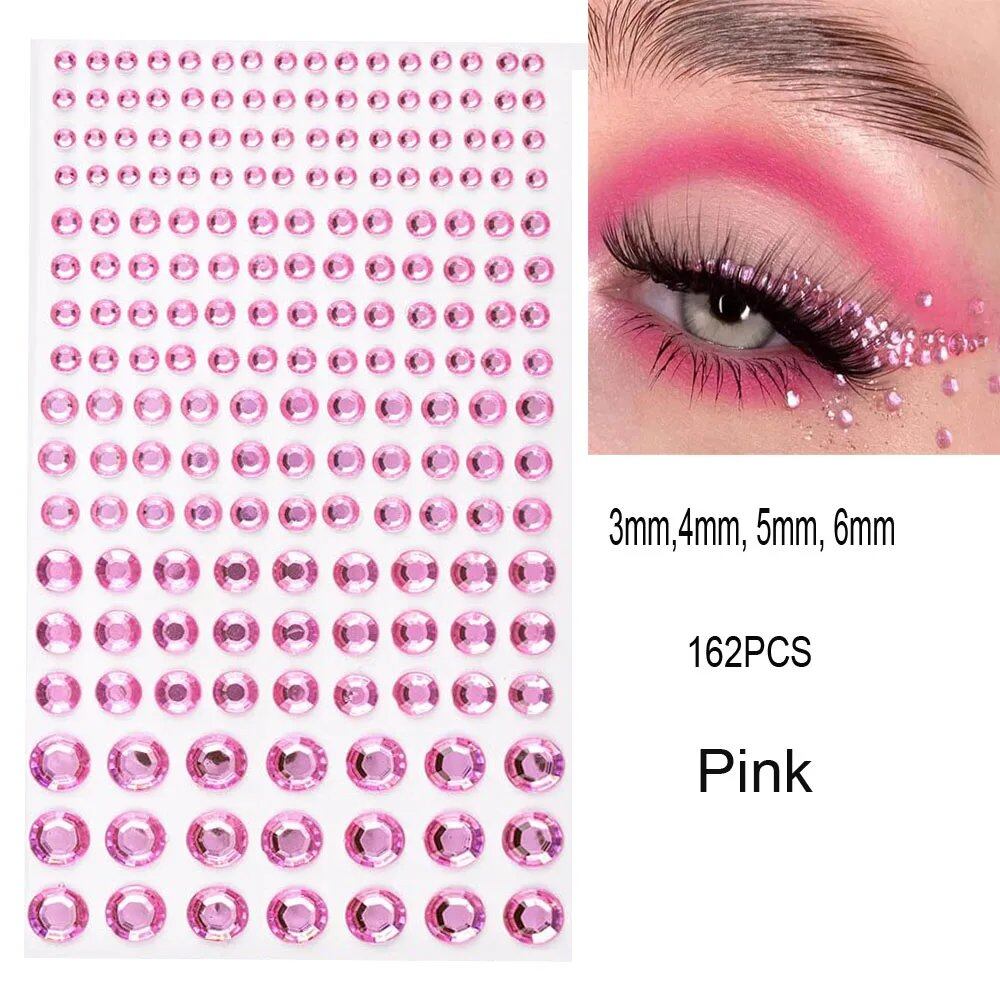 1/5/8-Piece 3D Face and Eye Tattoo Stickers for Party Makeup, Diamond Rhinestone Stickers, Self-Adhesive Mixed Crystal Face Decoration Stickers, Parallel Import