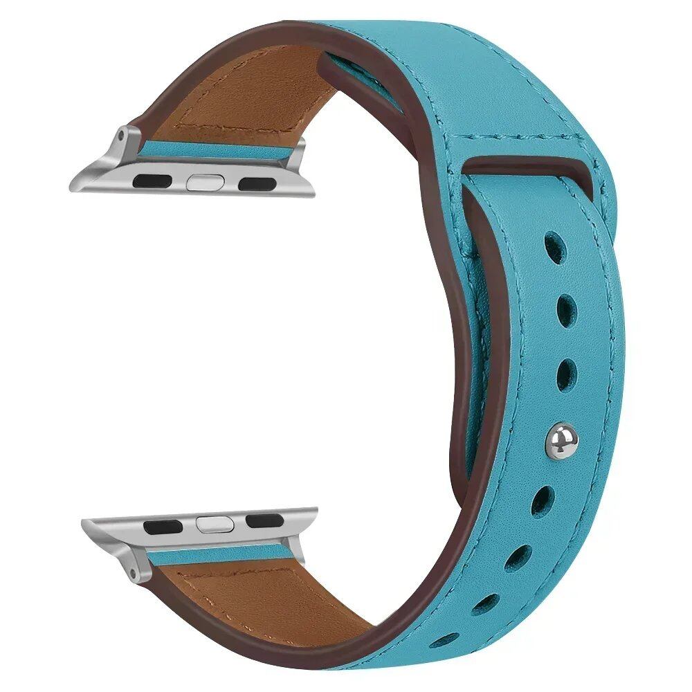Leather Band for Apple Watch - Ultra 49mm/46mm, 44mm/40mm, 38mm/42mm, Sport Bracelet for iWatch Series 10/9/8/7/SE/6/5/3, 41mm/45mm Models, Band Color: Parallel Import