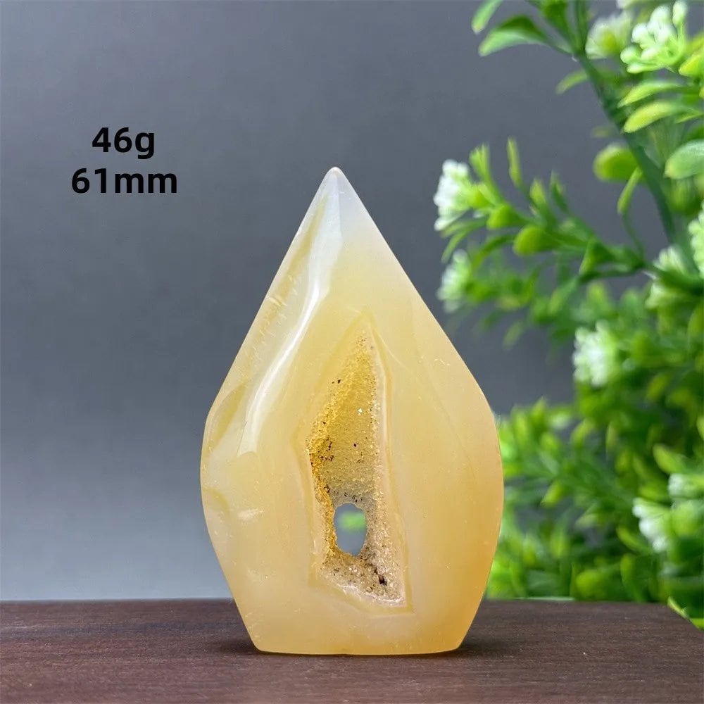 Natural Yellow Agate Geode, Freeform Torch, Mineral Energy, Home Furnishings, Meditation, Aura, Prayer, Altar, Gift, Parallel Import