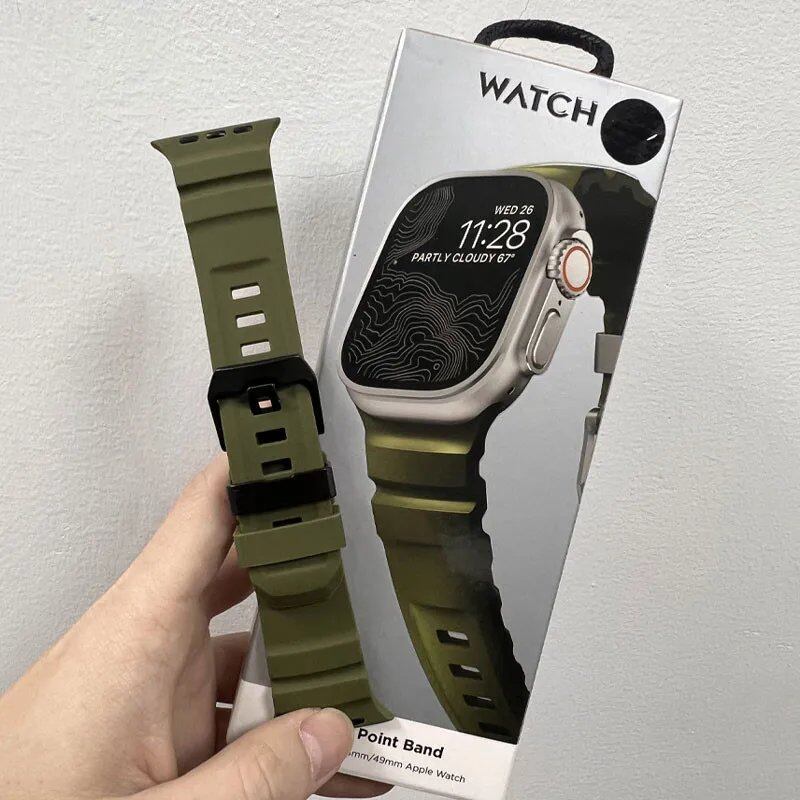 Silicone Sport Band for Apple Watch - Compatible with iWatch Ultra 2/10/9/8/7/6/5/4/3/2/1, 38mm/40mm/41mm/42mm/44mm/45mm/46mm/49mm Band Colors: Parallel Import