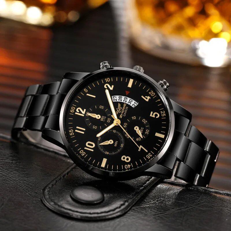 1 Men's Luxury Watch, Stylish Business Watch with Calendar Function, Stainless Steel Strap, Christmas or Valentine's Day Gift, Color: Parallel Import