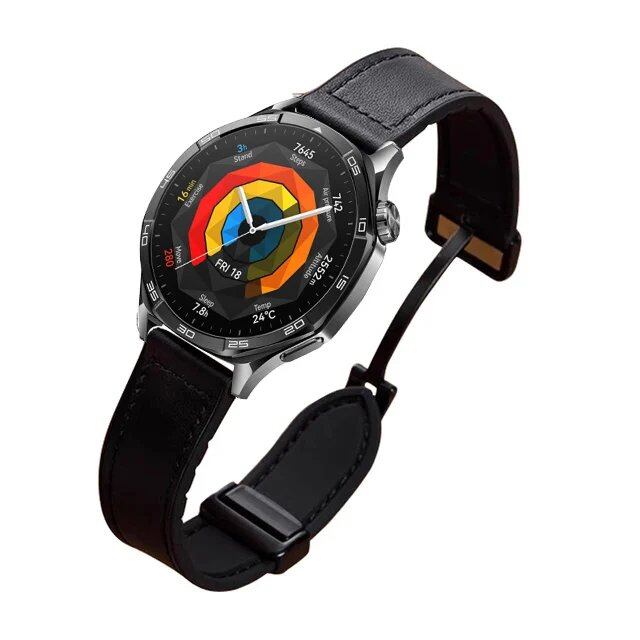 22mm Leather Silicone Band with Magnetic Buckle for Huawei Watch GT 5 Pro/GT5/GT4/GT3/GT2/Watch 4 Pro/Watch 3 Pro, Band Color: Parallel Import