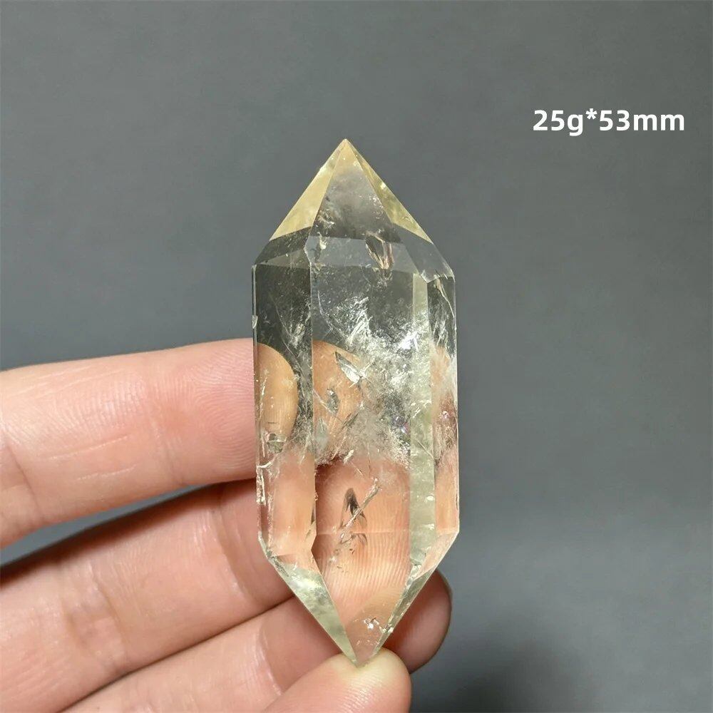 Natural Clear Citrine Double Tip Energy Bar, Reiki Healing Crystal Point, Garden Home Decor, Meditation, Spiritual Color, Parallel Import