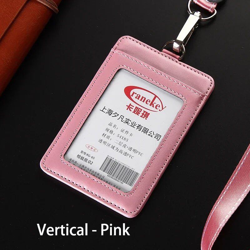 NEW IDホルダー バンクカードケース ユニセックス 本革 ビジネス用 名札カバー レザーカードホルダー 首掛けストラップ付き 並行輸入品