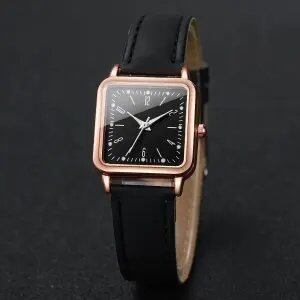 Set of 4 Simple Modern Watches with Leather Straps, Business Casual, Unisex, Quartz Movement, Parallel Import