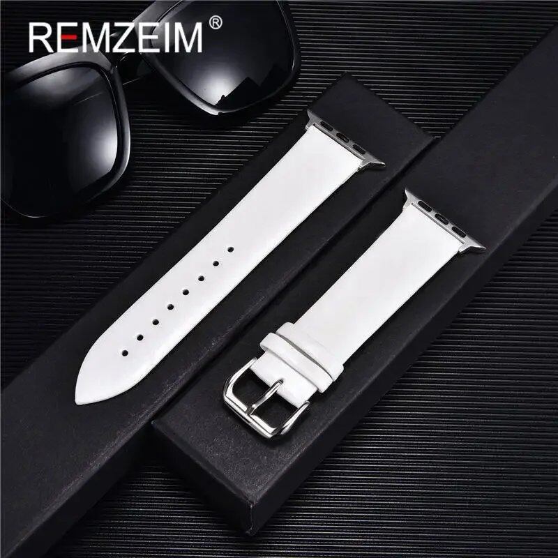Genuine Leather Watch Strap for Apple Watch 8, 7, 6, SE, 5, 4, 3, 2, 38mm, 40mm, 41mm, 45mm, 44mm, 42mm, Blue, Band Color: mm, Parallel Import