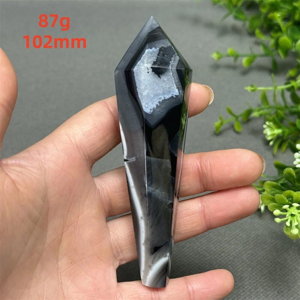 天然ブラックオニキスチップ セプター 超パワー レイキエネルギー チャクラ スピリチュアルヒーリング ウィザード ウィッチクラフト 瞑想 ホームデコレーション ギフト カラー: 並行輸入品