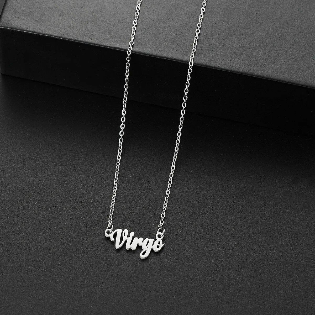 Silver-colored stainless steel star and constellation chain necklace for women, constellation pendant, birthday gift, 45cm long; metal color, parallel import