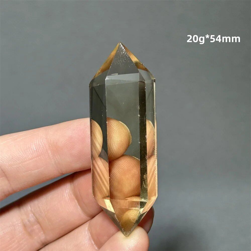 Natural Clear Citrine Double Tip Energy Bar, Reiki Healing Crystal Point, Garden Home Decor, Meditation, Spiritual Color, Parallel Import