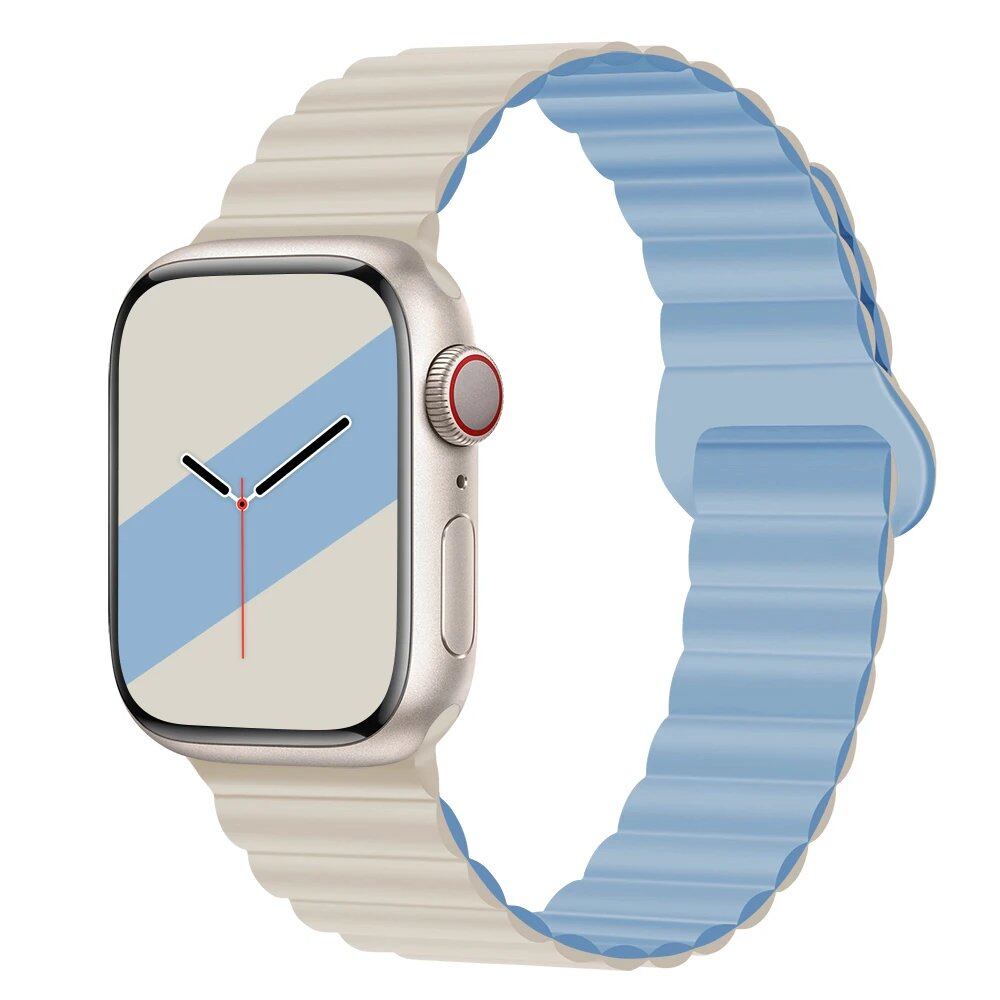Silicone Loop Magnetic Strap for Apple Watch - Compatible with iWatch Series 8/SE/6/7/Ultra 2/9/10 (44mm/40mm/45mm/49mm/41mm/42mm/46mm) - Band Color: mm; Ships from: Parallel Import