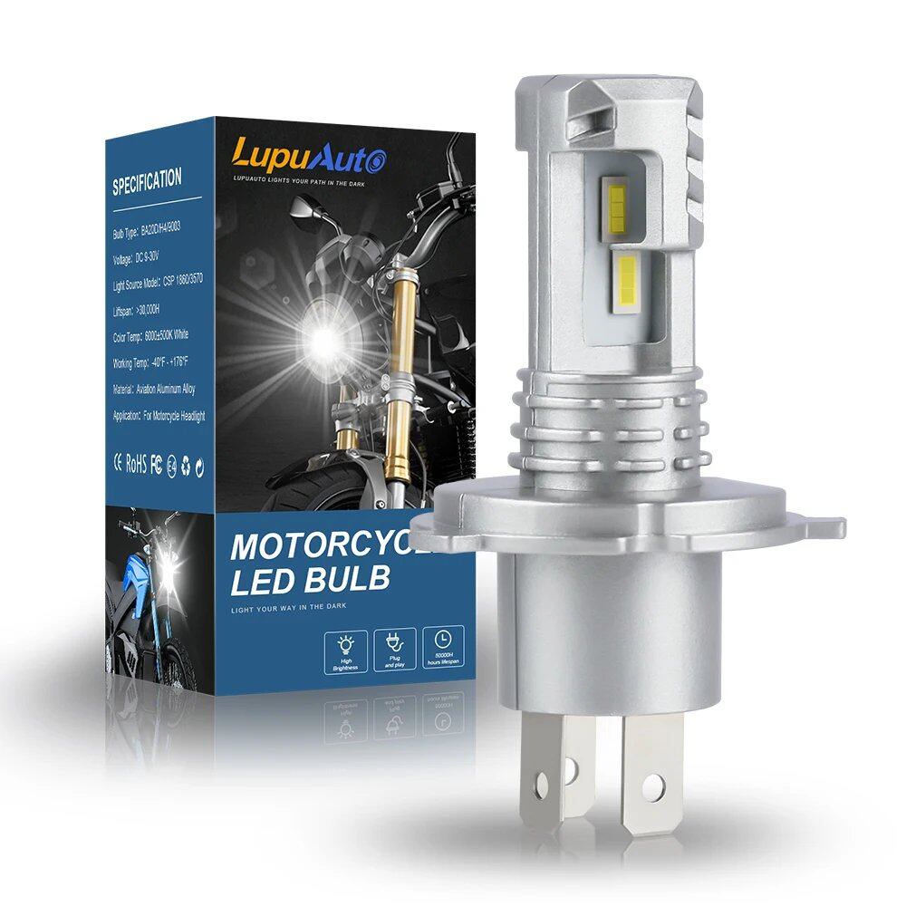 1/2x 16000LM LED H4 9003 Campus-Compatible Headlight Bulbs, CSP Fanless, Switchable High and Low Beam, for Cars and Motorcycles, Lupo Auto, Light Color: H4, Parallel Import
