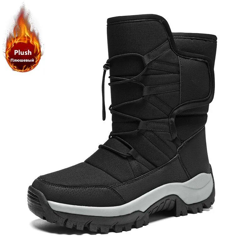 Brand Men's Winter Shoes, Waterproof, Warm, Plush, Couple's Snow Boots, Non-Slip Hiking Boots, Work Boots, Ankle Boots, Parallel Import