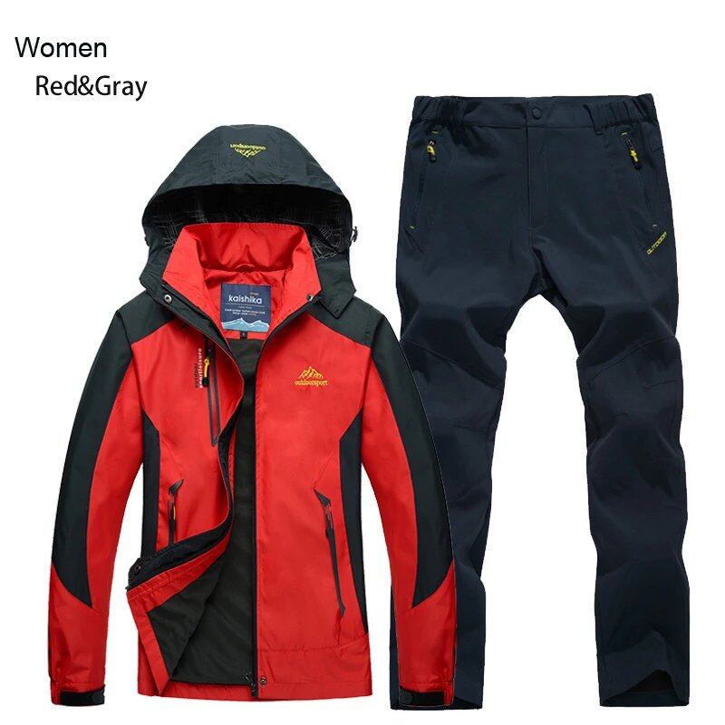 TRVLWEGO Women's Jacket & Pants Hiking Set, Camping, Spring/Autumn Outdoors, 20,000mm Waterproof, Windbreak Suit, Trekking Coat & Trousers, Size: Parallel Import