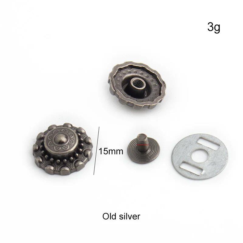 新作 アンティークシルバー風 高品質レザーバッグ用リベットスタッド 15-22-29mm 10-50-100個セット レトロ模様デザイン メタルアクセサリーパーツ サイズ:シルバー 並行輸入品