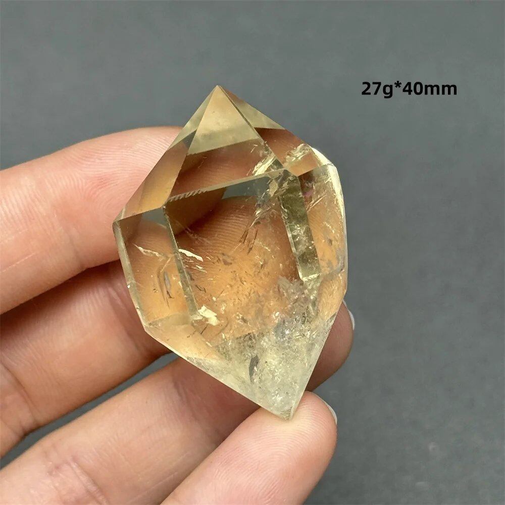 Natural Clear Citrine Double Tip Energy Bar, Reiki Healing Crystal Point, Garden Home Decor, Meditation, Spiritual Color, Parallel Import