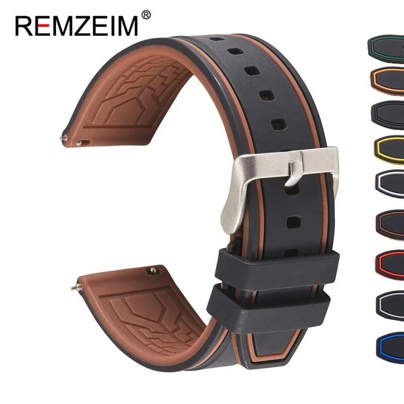 Premium Silicone Watch Band, Quick Release, Rubber, Replacement Watch Strap, Green, 20mm, 22mm, 24mm, Parallel Import