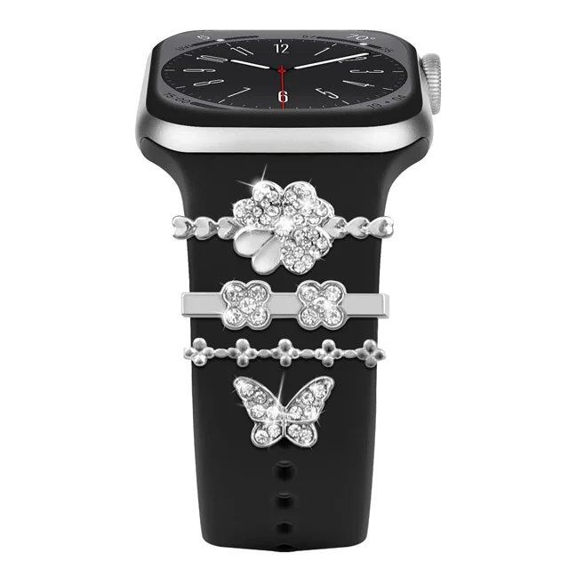 Diamond Jewelry-Embossed Band for Apple Watch Ultra 2, 9, 8, and 7, Compatible with Samsung and Huawei, 20/22mm Bracelet Strap, Band Color: ; Ships from: Parallel Import