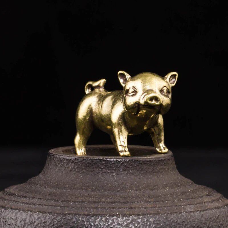 Set of 12 Brass Zodiac Tiger, Dragon, Rat, and Horse Miniature Figurines for DIY Animals, Fairies, Home Decor, Parallel Import
